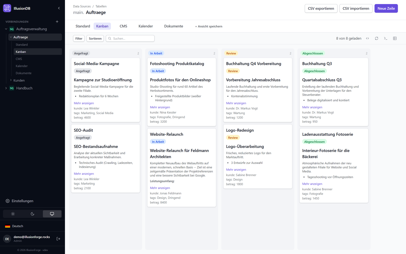 IllusionDB: Kanban view